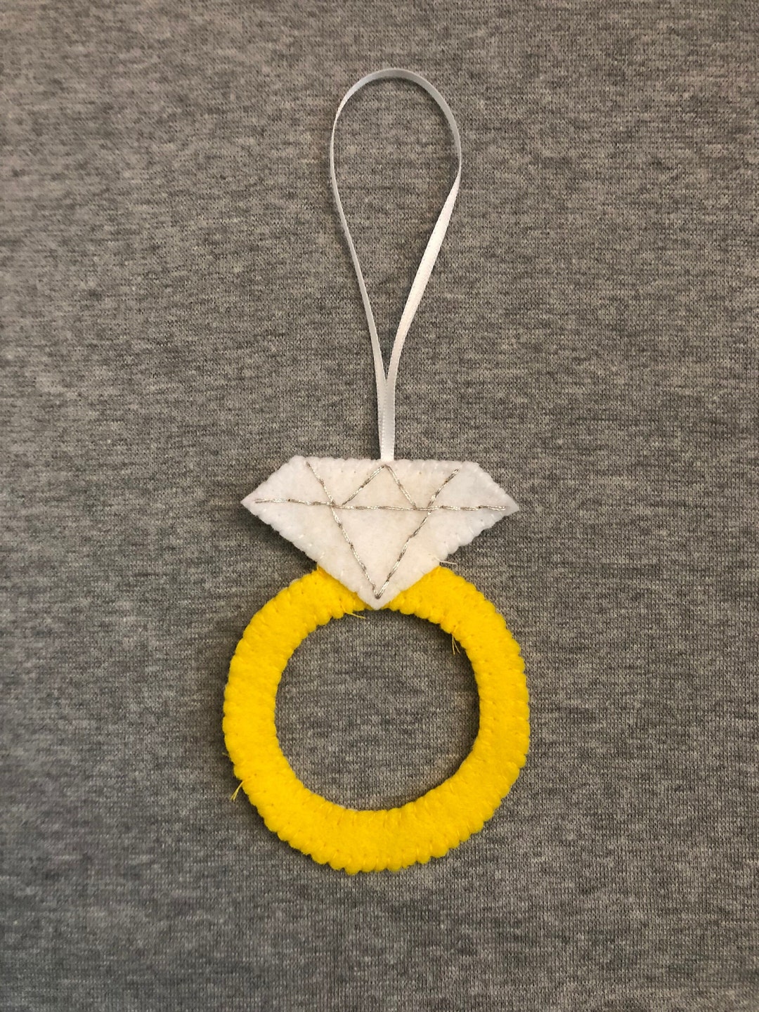 Diamond Engagement Ring Christmas Ornament in Felt Just Married Couples ...