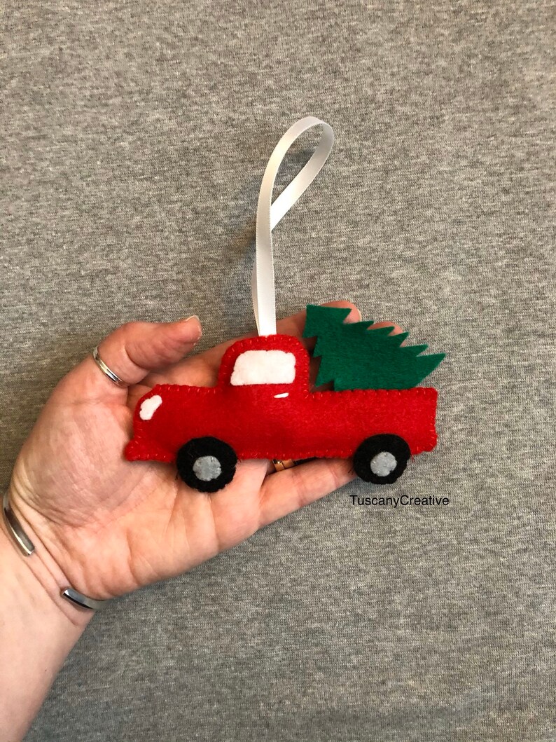 Vintage Truck with Christmas Tree Ornament