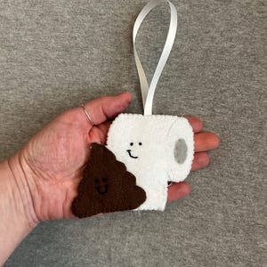 Poop emoji and toilet paper ornament Christmas Valentine’s Day holiday home decor for couples lovers best friends