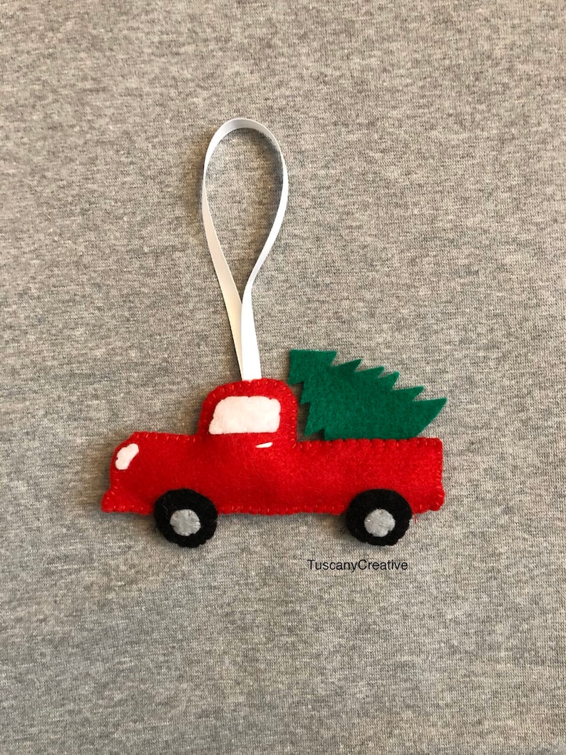 Vintage Truck with Christmas Tree Ornament