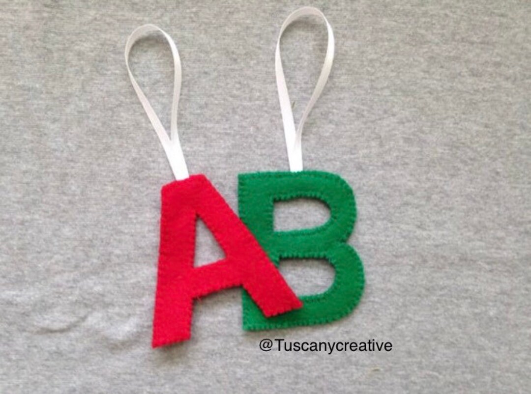 Initial Monogram Felt Letter Christmas Holiday Ornament Home Decor Etsy