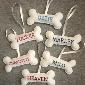 Dog Bone Christmas Ornament, Personalized Holiday Home Decor