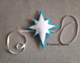 Star Christmas Tree Topper in Teal Felt