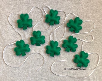 St. Patrick's Day Decor Shamrock Garland in Green Felt Holiday Home Decor for Spring