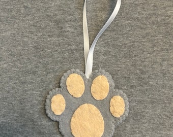 Cat Paw Print Christmas Ornament in Felt Holiday Home Decor