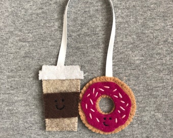 Coffee and a Donut Christmas Ornament for Couples, Best Friends Holiday Home Decor