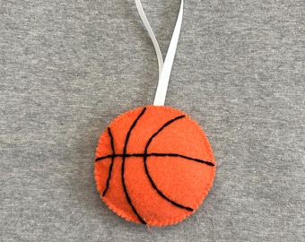 Basketball Christmas Ornament in Orange Felt Holiday Home Decor
