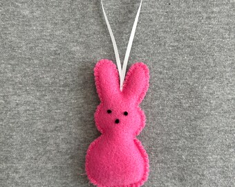 Marshmallow Bunny Rabbit Ornament in Felt Holiday Home Decor Spring Easter