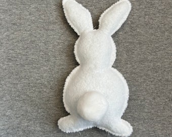 Bunny Rabbit Stuffed Animal in White Felt Easter Home Decor