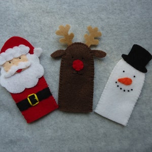 Christmas Finger Puppets, Includes Santa Claus, Rudolph the Reindeer and Frosty the Snowman image 1