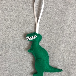 Christmas Decor Tyrannosaurus Rex Dinosaur Ornament in Green Felt image 1