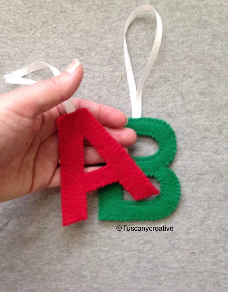 Initial Monogram Felt Letter Christmas Holiday Ornament Home Decor