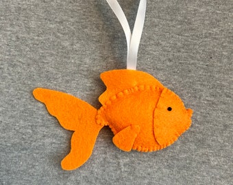 Goldfish Pet Christmas Ornament in Orange Felt Holiday Home Decor