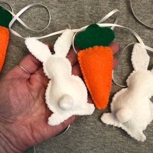 Bunny Rabbit and Carrot Garland in Felt for Easter Baby Nursery Home Decor Holiday image 2