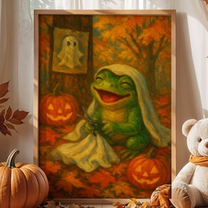 Ghost Costume Frog Printable – Cute Fall Decor for a Unique Halloween