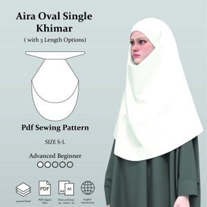 Oval Khimar Sewing Pattern PDF: Beginner-Friendly Modest Hijab Scarf (PDF Digital Download)