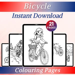 Bicycles Colouring Pages | Realistic Bike Colouring Book for Adults & Kids | Printable Transport Colouring Sheet Set Digital Colouring Books