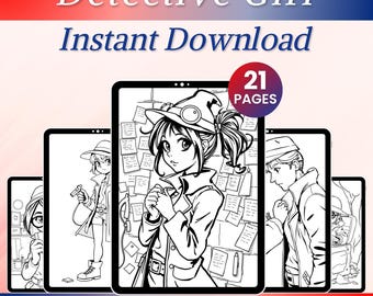 Detective Girl Colouring Pages | Fun Mystery-Themed Colouring Book for Kids & Adults | Printable Cute Detective Scenes to Colour In