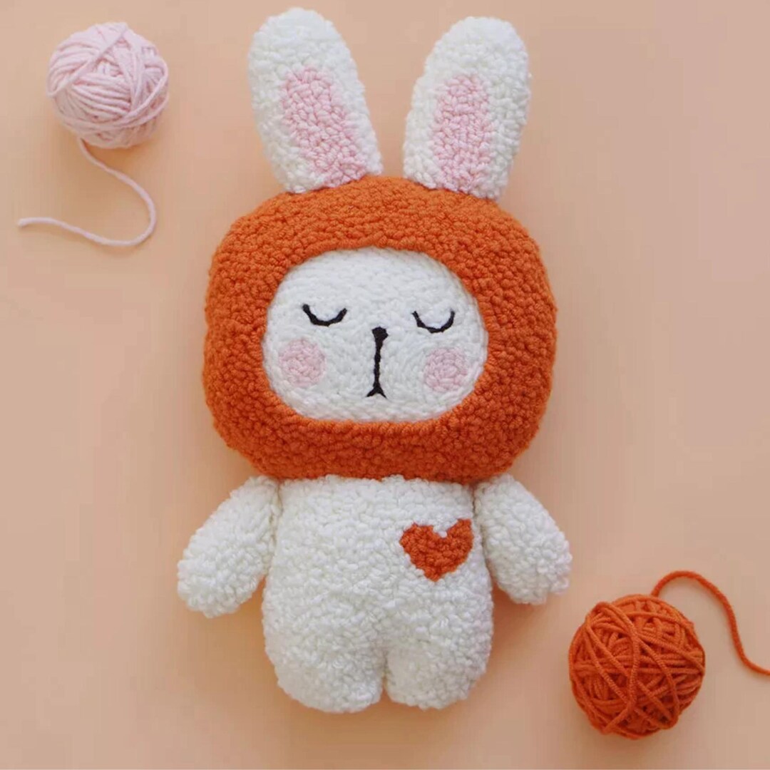 DIY Bunny Plush Kit – Cute Loop Embroidery Stuffed Animal Sewing Kit ...