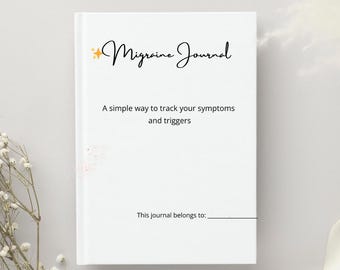Migraine Journal / Headache Tracker – 12-Month Symptom Log, Printable & Physical Book