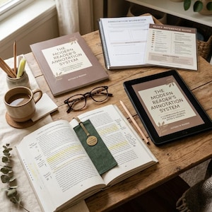 Book Annotation Workbook | Reading Journal, Digital Guide, PNG Stickers (Digital Download)