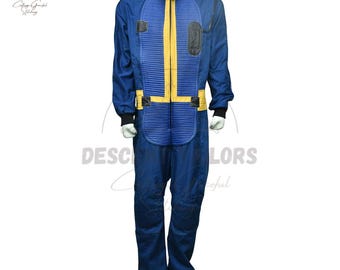 Inspired By Fallout Vault Dweller Cosplay Suit – Blue Canvas Fabric Costume – Halloween-Comic Con Outfit – Handmade for Gamers & Collectors