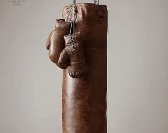 究極のデラックスタンヴィンテージレザーパンチングバッグ