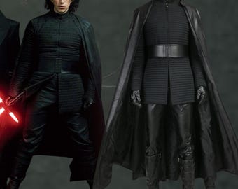 Kylo Ren Cosplay Costume: Faux Leather Cape, Cotton Tunic - The Last Jedi