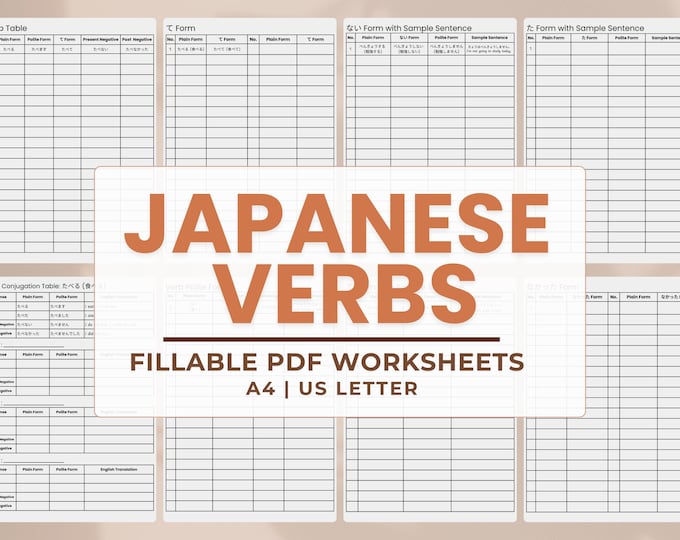 Japanese Verbs Conjugation Chart for Beginners - Etsy Canada