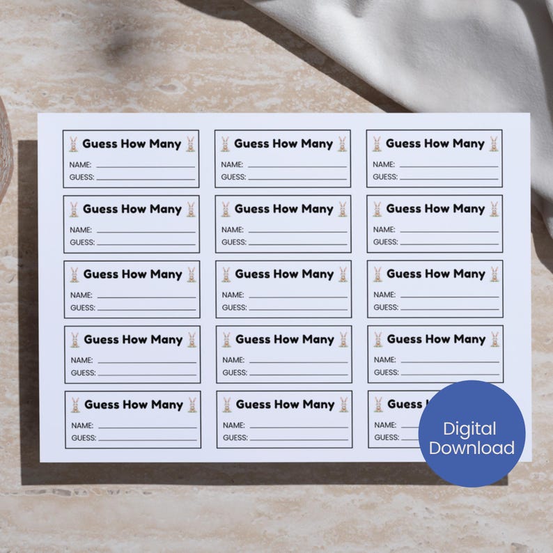 Guessing Raffle Easter Bunny Guess How Many Raffle Tickets Slips Cards Template ...
