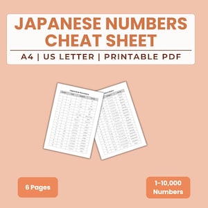 日本語の数字のチートシートチャート JLPT N5 漢字 ひらがな ローマ字 初心者向け言語学習ガイド 印刷可能なPDF ミニマリスト デジタルダウンロード
