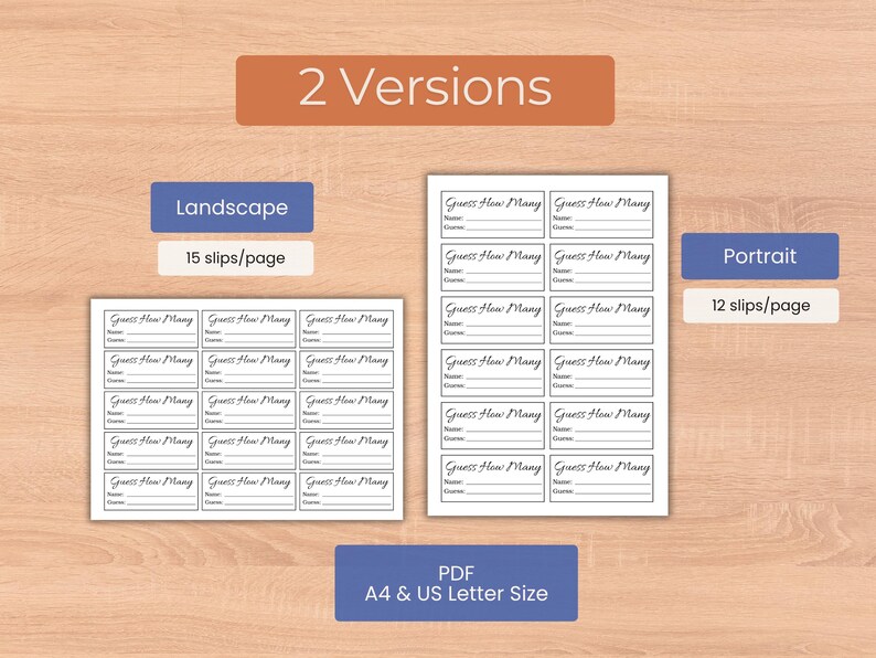 Guessing Competition Form Guess How Many Template Printable Guessing Game Entry Slips Wedding ...