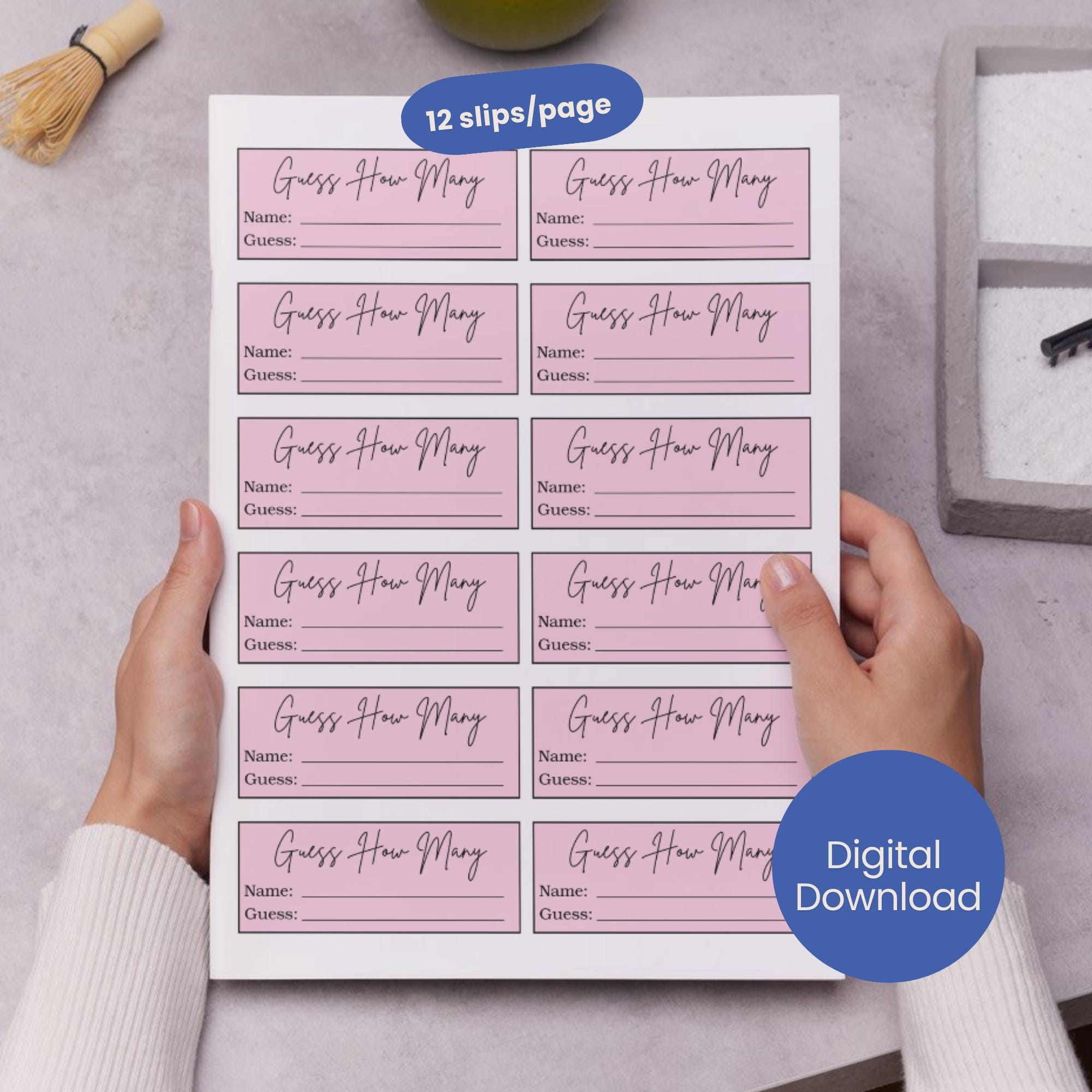 Guess How Many Template.pdf Guess How Many Template Entry Slips Guessing Game Cards Pink Name Phone ...