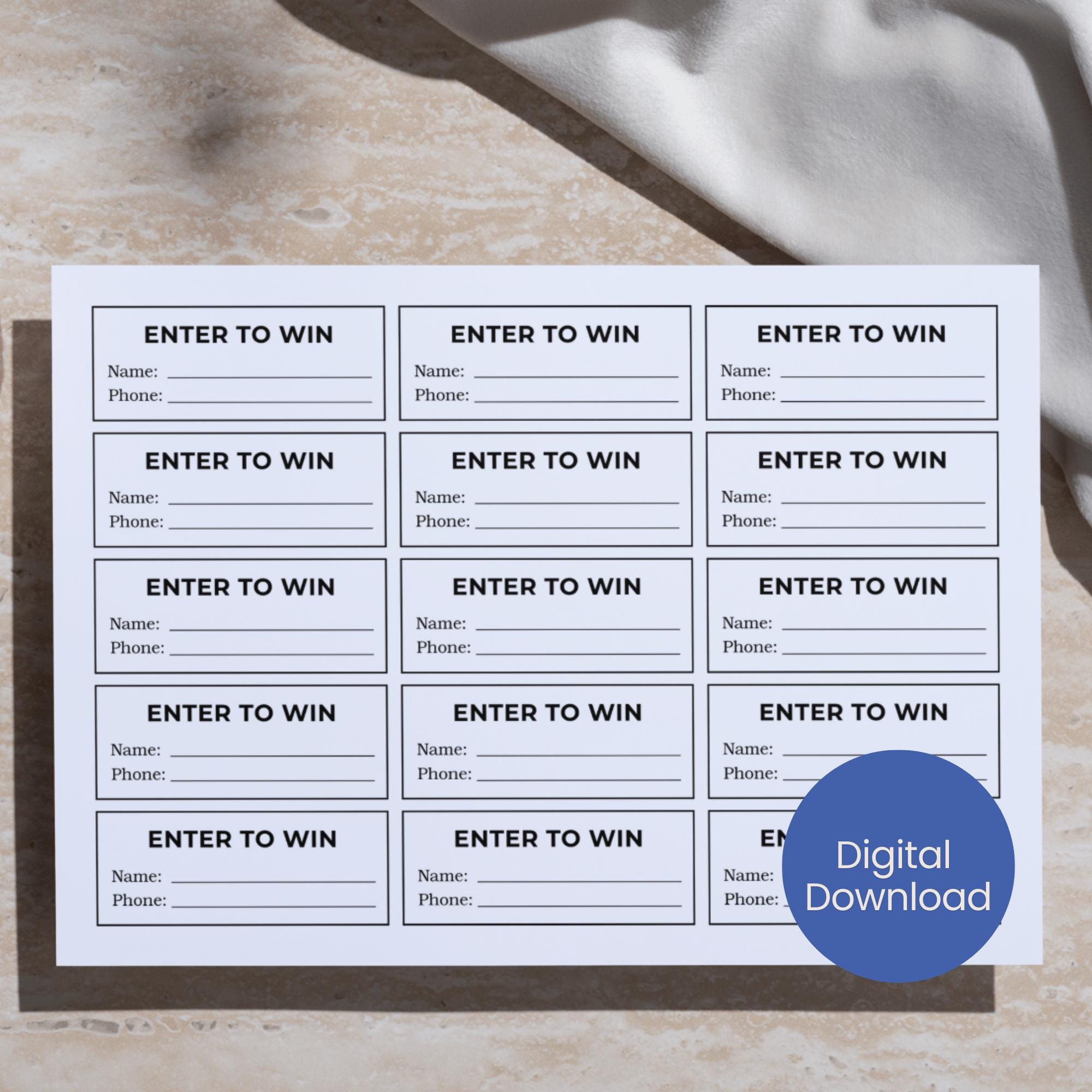 Name Raffle Tickets Raffle Ticket Printable, Landscape Portrait, Enter to Win Template Name ...