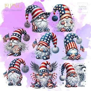 Fourth July Digital Art, Gnome Holding USA Flag, 4th of July Cute Gnome, USA Love Gnome, Americana Clipart Gnome, Fourth of July Etsy Clipart, Independence Day Digital Gnome, July 4th Gnome Printable, July 4th Party Clipart