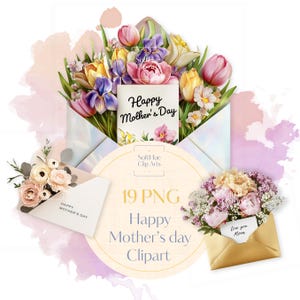 Glücklicher Muttertag Clipart Bundle, Muttertag PNG Grafiken, Muttertag Sublimation, kommerzielle Nutzung inklusive, 19er Set