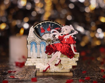 Rotating Acrylic Stand Display | Animated Optical Desk Decor | Artistic Layered Scene Collectible Gift