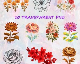 Vintage Floral Archive Art Prints Collection, Library Decor Gallery Set