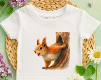 Squirrel Print PNG – Minimalist Forest Animal Wall Art