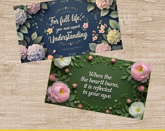 Set of 26 printable postcards.Floral Greeting Card Set, Warm Wishes
