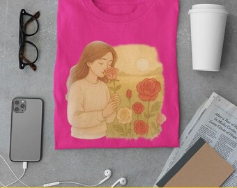 Girl with Flower, Spring flowers PNG clipart, Floral Shirt Sublimation Design