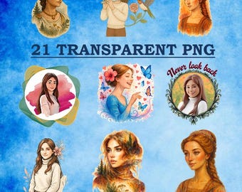 Girl Style Series, Art Print Bundle PNG Collection