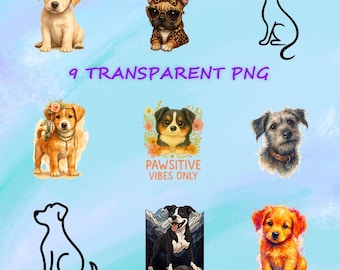Dog Prints PNG Bundle, Gallery Wall Art Pack (Digital Download)