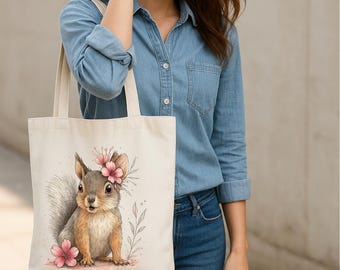 Squirrel Print PNG Forest Wall Art – Whimsical Woodland Creature