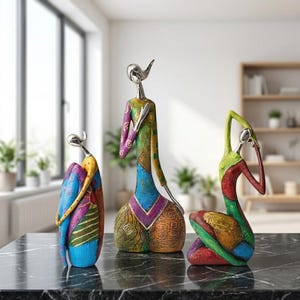 Abstract Female Form Resin Statue - Vibrant Modern Art Figurine - Colorful Minimalist Home Decor Accent - Unique Gift for Art Lovers