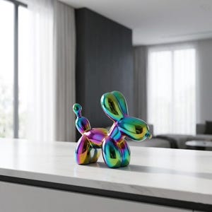 Modern Colorful Ceramic Balloon Dog Statue - Handmade Pop Art Home Decor Accent