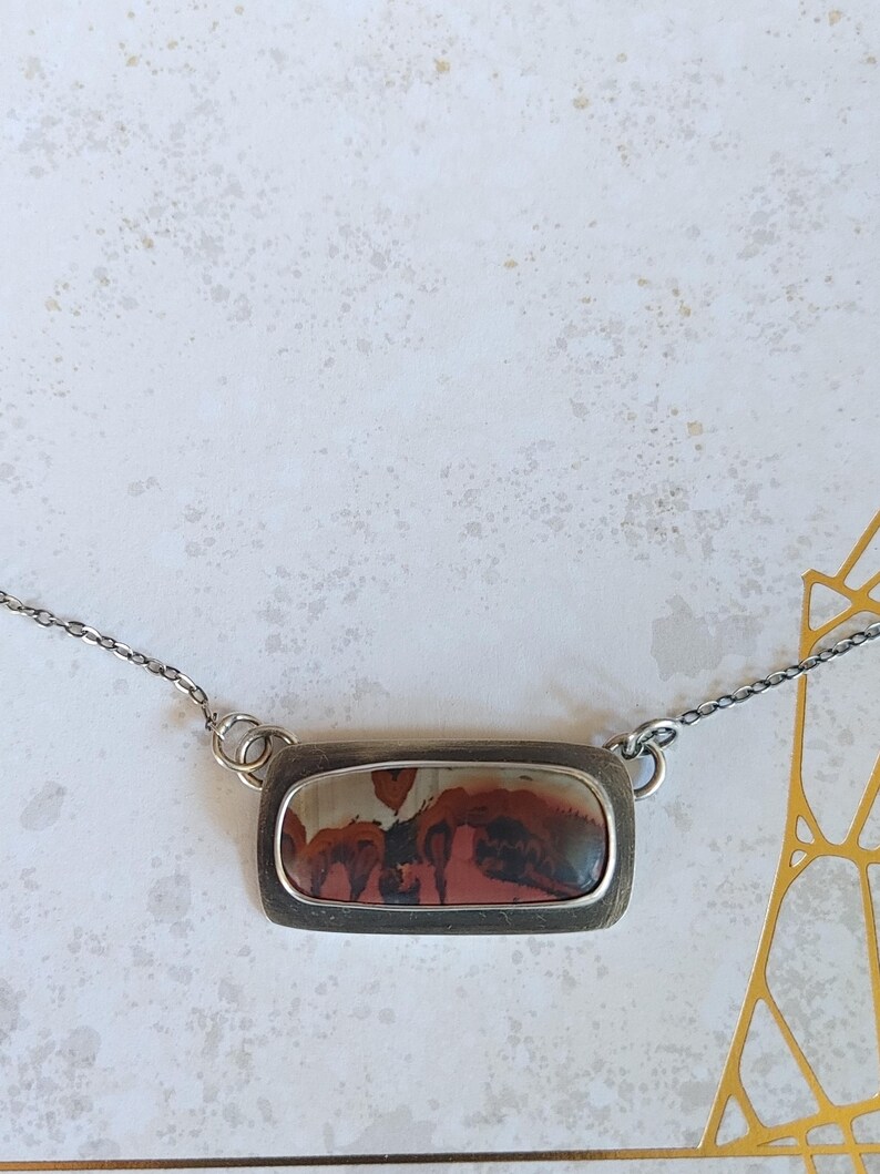 Indian Paint Stone Mojave Death Valley Bar Necklace Scenic Jasper