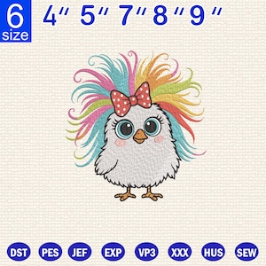 Funny Crazy Chicken Embroidery Design - Cute Chicken Machine Embroidery File - Fall Embroidery Design - 5 sizes - Instant Download.