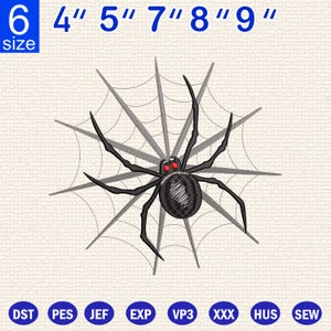 Spider 3D Embroidery Design - Halloween Spider Net - Witch Danger Insect - Machine embroidery files in 5 sizes - Instant download.