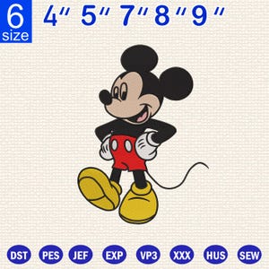 Classic cartoon mouse embroidery, vintage style design, cute walking character, machine embroidery file, hoop art patch